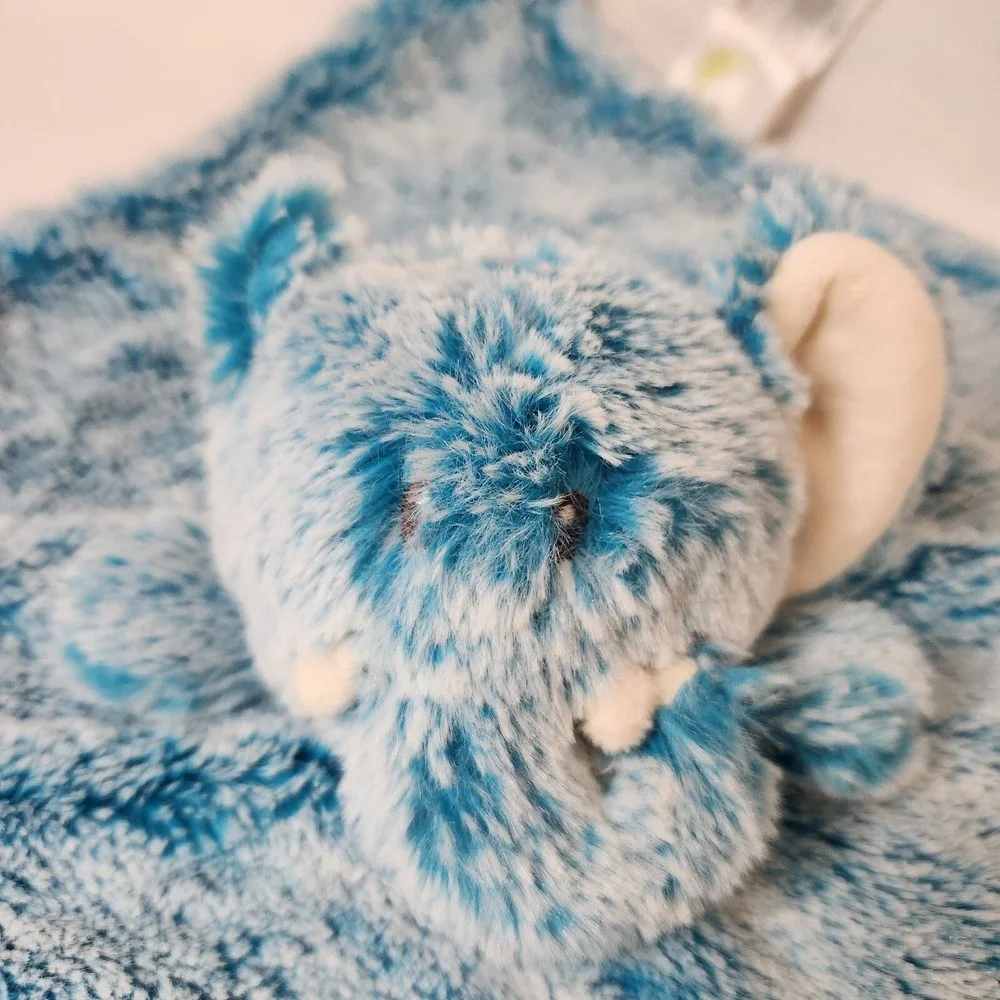 Animal Adventure Elephant Lovey Baby  Security Blanket Blue White Frosted12 x 13